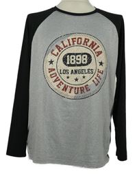 Pánske sivo-čierne tričko s potlačou Shein