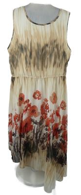 Dámské béžovo-černé vzorované šifonové šaty s květy George 