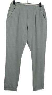 Dámske sivé prúžkované nohavice