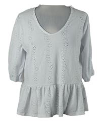 Dámska biela madeirová peplum blúzka Dunnes