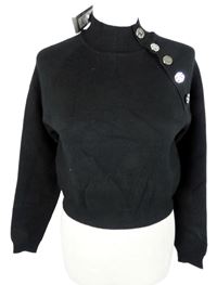 Nové - Dámský černý crop svetr s gombíky Primark 