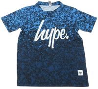 Modro-čierno-tmavomodré tričko s fľakmi a logom Hype