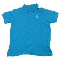 Azurové polo tričko s logom Benetton