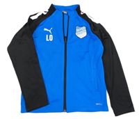 Modro-černá sportovní funkční propínací mikina s potiskem Puma