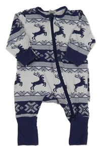 Tmavomodro-bílý vzorovaný overal 