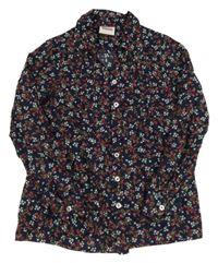 Tmavomodrá květinová halenka Yigga