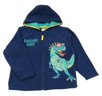 Tmavomodrá fleecová prepínaci mikina s dinem a kapucňou