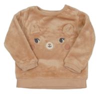 Svetloružová chlpatá mikina s medvedíkom C&A