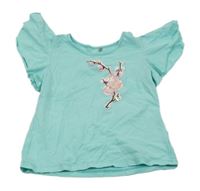 Svetlomodré tričko s kvietkom