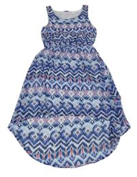 Modro-ružovo-biele vzorované šaty Y.F.K.