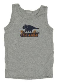 Svetlosivé melírované tielko s dinosaurom