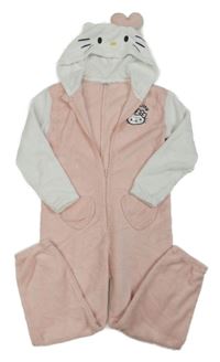 Ružovo-biela chlpatá kombinéza s Hello Kitty a kapucňou H&M