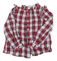 Červeno-bílá kostkovaná halenka H&M