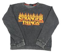 Tmavosivá mikina s potiskem - Stranger Things
