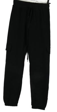 Dámské černé cargo cuff teplákové kalhoty 