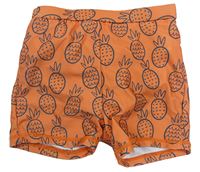 Oranžové nohavičkové plenkové plavky s ananásmi Tu