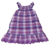 Fialovo-lila kockované šaty s madeirou H&M
