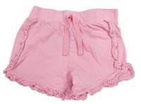 Růžové bavlněné kraťasý s volánky Primark