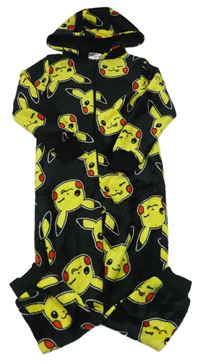 Černá chlupatá kombinéza s Pikachu a kapucí