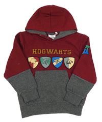 Vínovo-šedá mikina s potiskem a kapucí- Harry Potter 