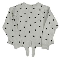 Bílá puntíkatá crop mikina s uzlem H&M