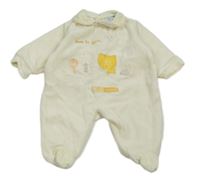 Smotanový zamatový overal s mačkou