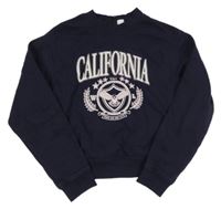 Tmavomodrá crop mikina s nápisom