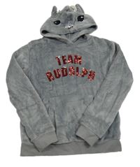 Sivá chlpatá mikina s flitrami a kapucňou H&M