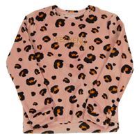 Růžovo-černá vzorovaná plyšová pyžamová mikina s nápisem F&F