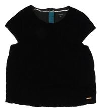 Čierne zamatové podšité crop tričko M&S