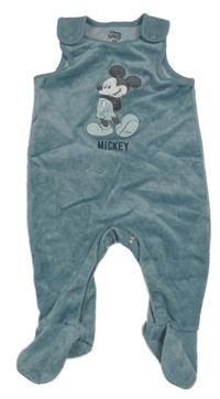 Modrošedé sametové žebrované dupačky s Mickeym Disney