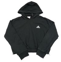 Černá crop mikina s kapucí Adidas