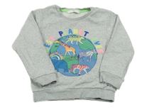 Sivá mikina so zvířaty a planetou M&S