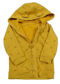 Horčicová prepínaci mikina s mývaly a kapucňou George