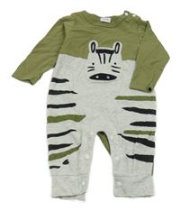 Khaki-šedý overal se zebrou 