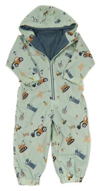 Mentolová šusťáková podšitá kombinéza s farmou  a kapucí Dunnes