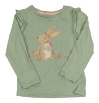 Svetlozelené tričko so zajícem a volánikmi Nutmeg