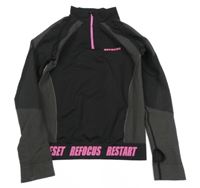 Černo-šedo-růžové funkční crop triko s nápisem Primark