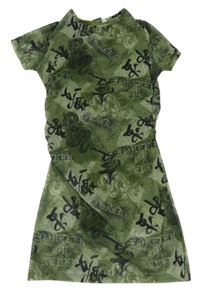 Khaki-černé vzorované tylové šaty s hady Primark