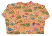 Svetlooranžová oversize mikina s kvietkami a zvieratkami oilily