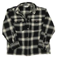 Černo-šedo-smetanová kostkovaná košilová bunda H&M