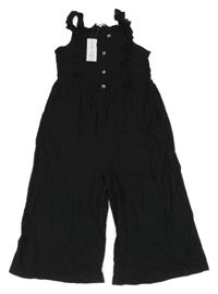 Nové - Čierny nohavicový culottes overal s volánikmi George