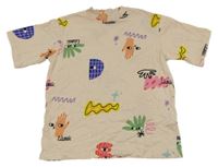 Pudrové tričko s nápismi a obrázkami H&M