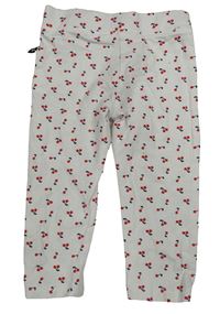 Biele capri legíny s třešněmi