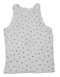Biely rebrovaný top s kvítky H&M