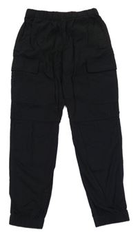 Černé plátěné cuff kalhoty s kapsami H&M