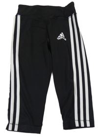 Černé sportovní capri legíny s pruhy Adidas