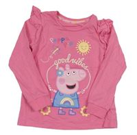 Ružové tričko s Pepinou a volánikmi Mothercare