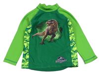 Tmavozeleno-limetkové UV triko s dinosaurem H&M