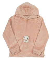 Ružová plyšová mikina s kapucňou H&M